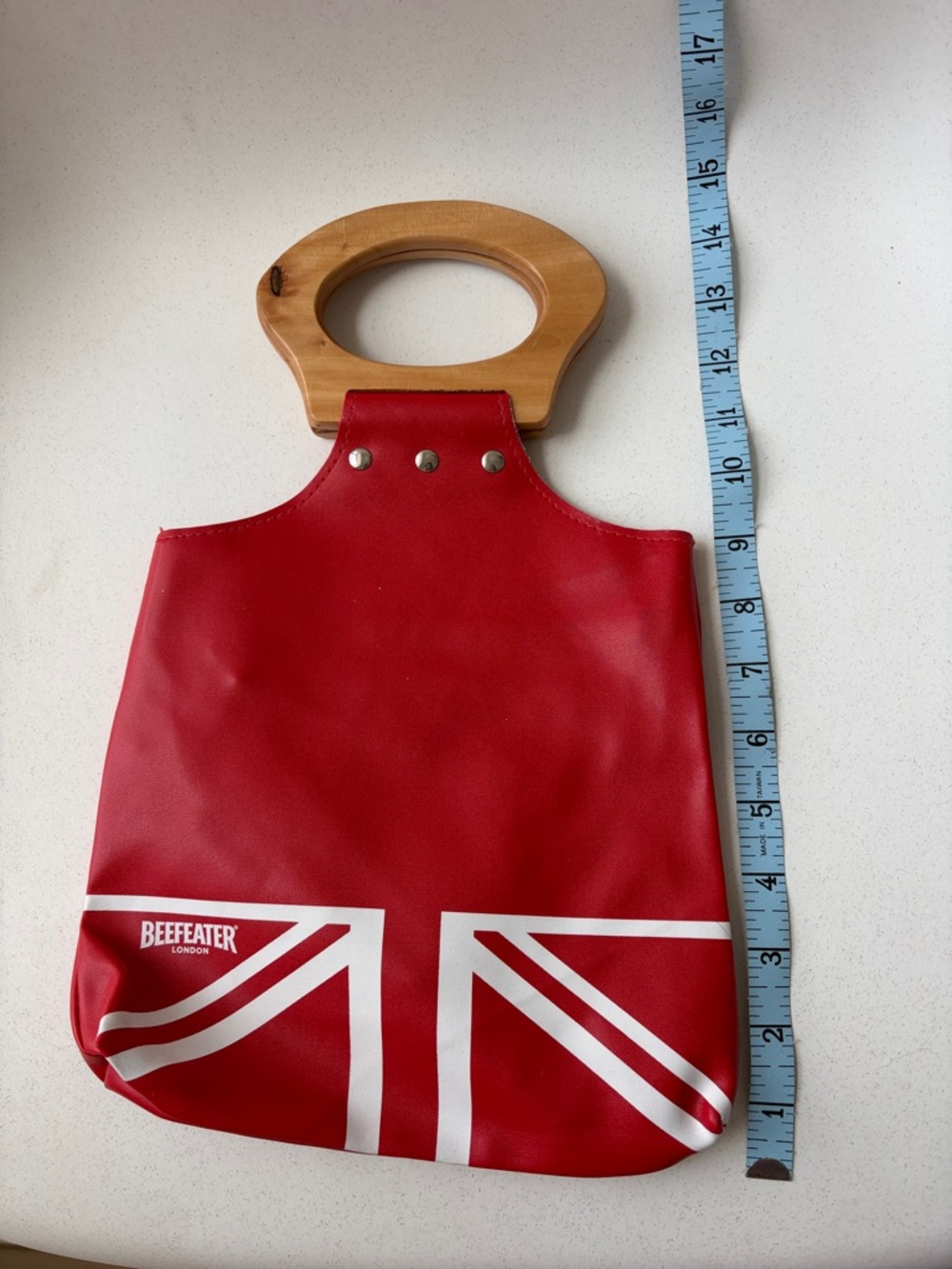 Red Union Jack Tote with Wooden Handle